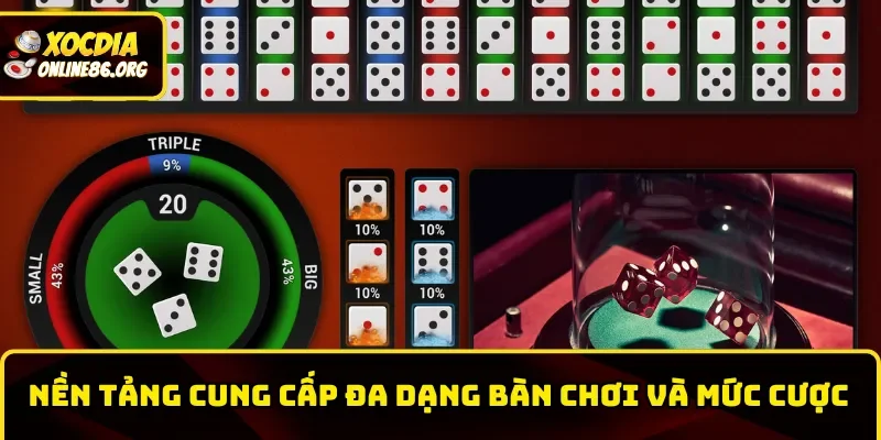 Nền tảng cung cấp đa dạng bàn chơi và mức cược