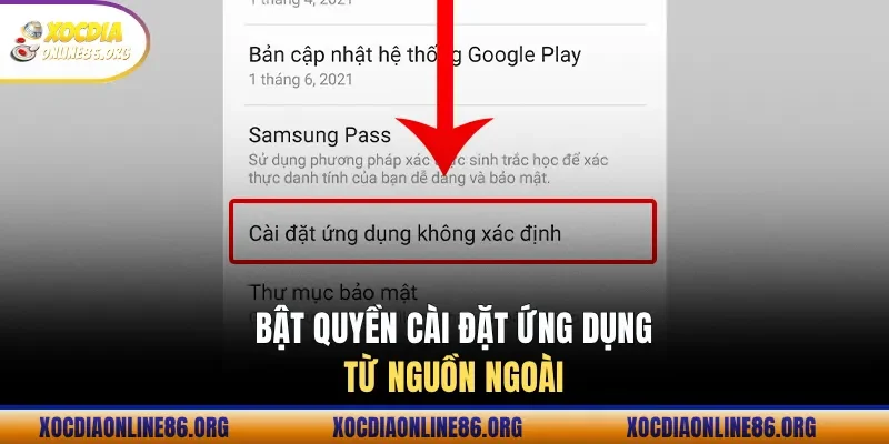 Bật quyền cài đặt ứng dụng từ nguồn ngoài